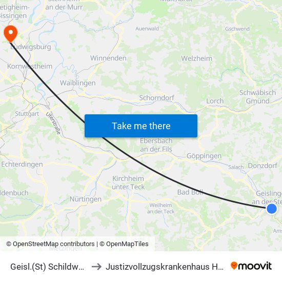 Geisl.(St) Schildwachtweg to Justizvollzugskrankenhaus Hohenasperg map