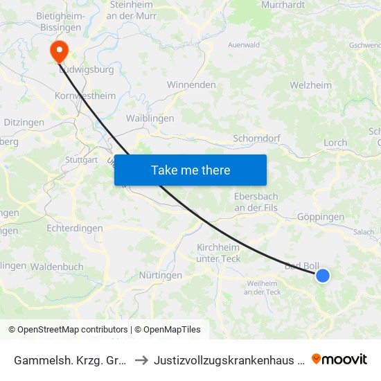 Gammelsh. Krzg. Gruib. Auend. to Justizvollzugskrankenhaus Hohenasperg map