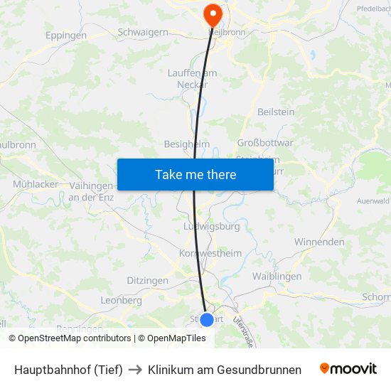 Hauptbahnhof (Tief) to Klinikum am Gesundbrunnen map