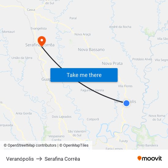 Veranópolis to Serafina Corrêa map