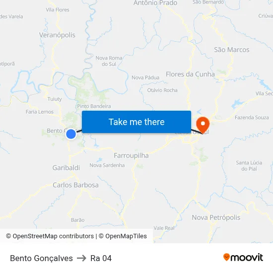 Bento Gonçalves to Ra 04 map