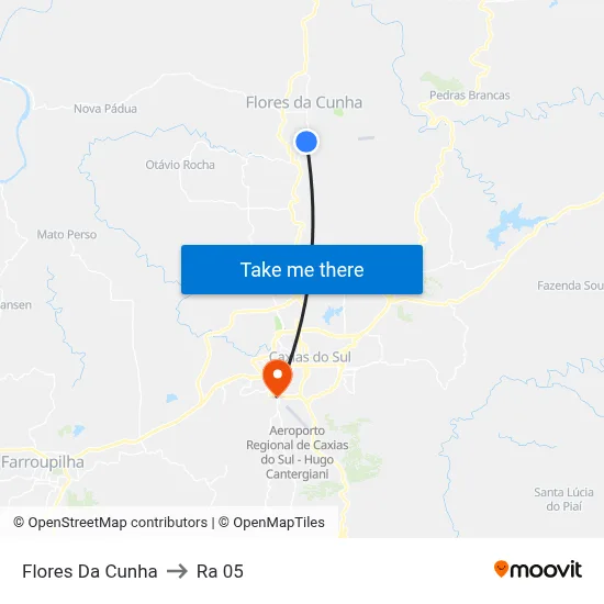 Flores Da Cunha to Ra 05 map