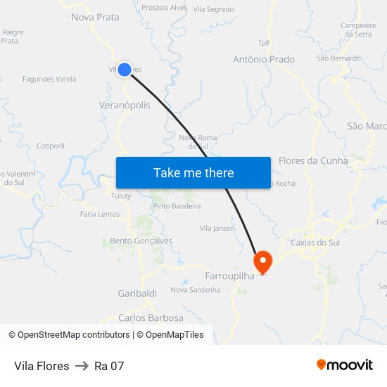 Vila Flores to Ra 07 map