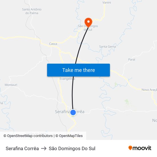 Serafina Corrêa to São Domingos Do Sul map