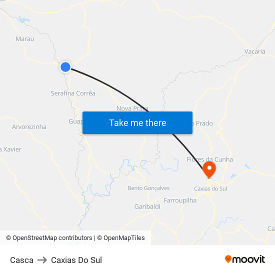 Casca to Caxias Do Sul map