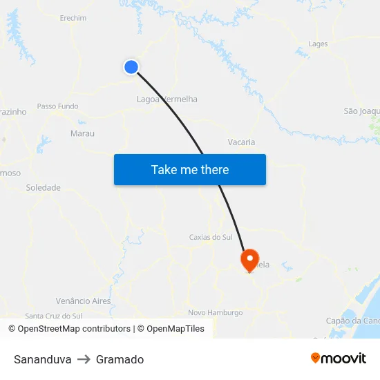 Sananduva to Gramado map