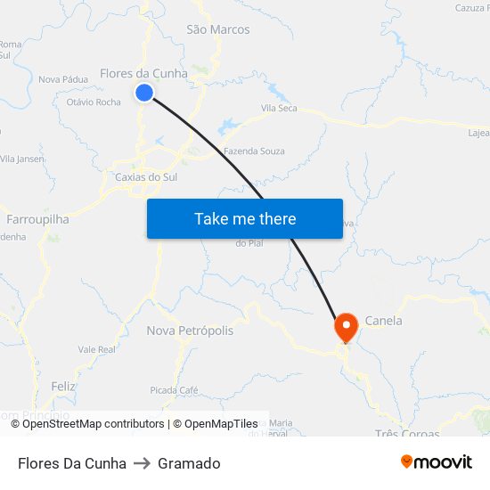 Flores Da Cunha to Gramado map