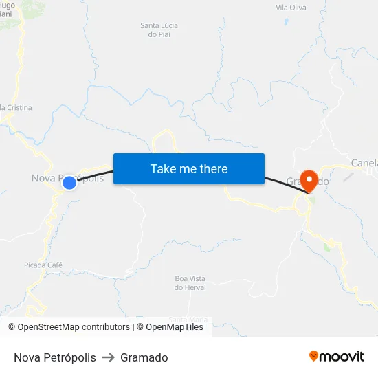 Nova Petrópolis to Gramado map