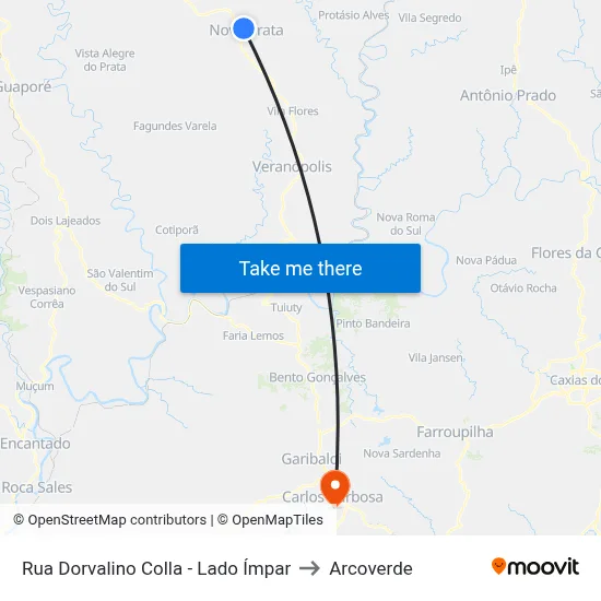 Rua Dorvalino Colla - Lado Ímpar to Arcoverde map