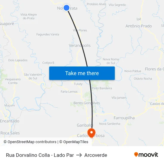 Rua Dorvalino Colla - Lado Par to Arcoverde map