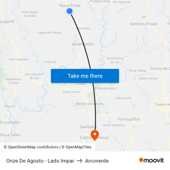 Onze De Agosto - Lado Impar to Arcoverde map