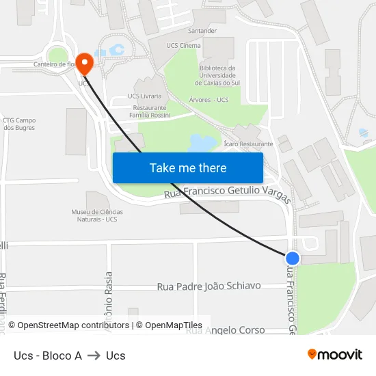 Ucs - Bloco A to Ucs map