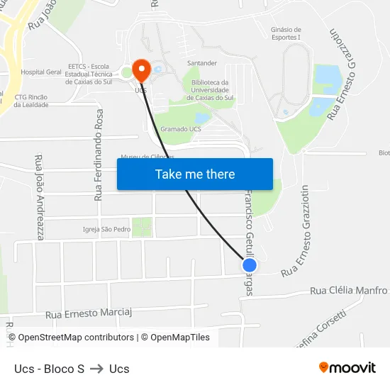 Ucs - Bloco S to Ucs map