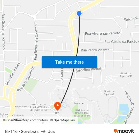 Br-116 - Servibrás to Ucs map