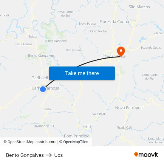 Bento Gonçalves to Ucs map