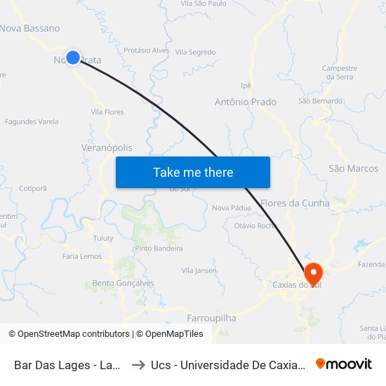 Bar Das Lages - Lado Par to Ucs - Universidade De Caxias Do Sul map