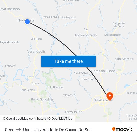 Ceee to Ucs - Universidade De Caxias Do Sul map