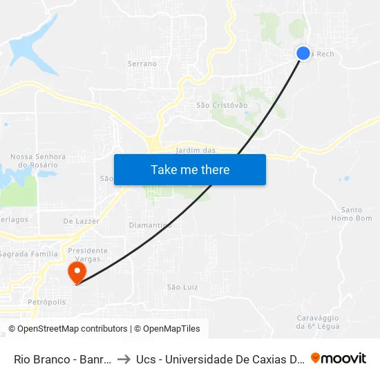 Rio Branco - Banrisui to Ucs - Universidade De Caxias Do Sul map