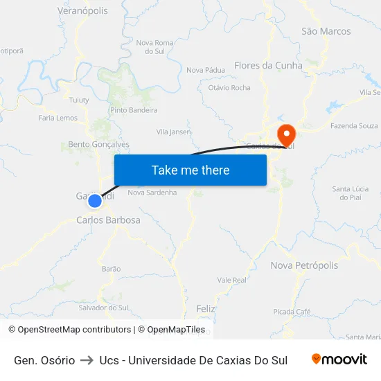 Gen. Osório to Ucs - Universidade De Caxias Do Sul map
