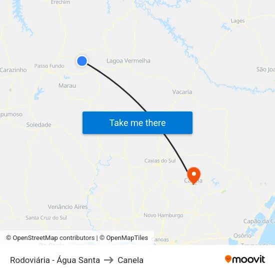 Rodoviária - Água Santa to Canela map