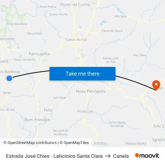 Estrada José Chies - Laticínios Santa Clara to Canela map