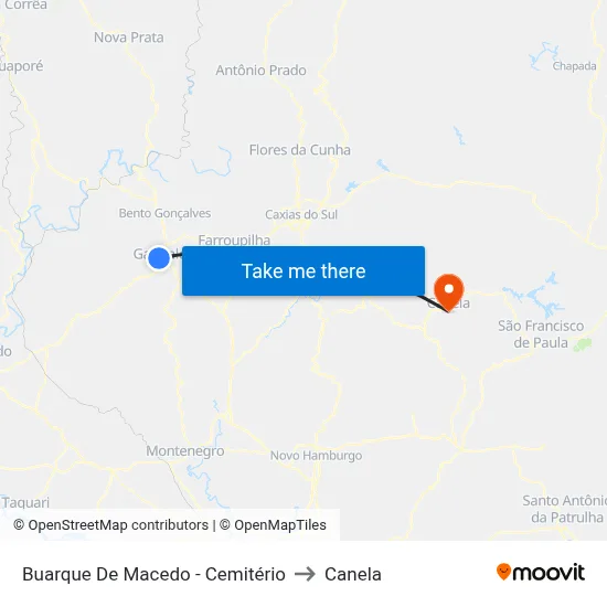 Buarque De Macedo - Cemitério to Canela map