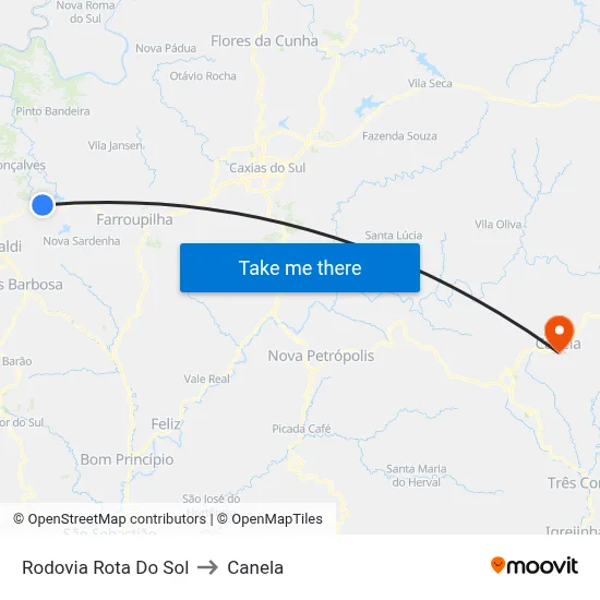 Rodovia Rota Do Sol to Canela map