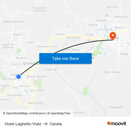 Hotel Laghetto Viale to Canela map