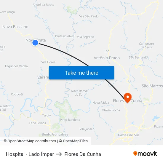 Hospital - Lado Ímpar to Flores Da Cunha map