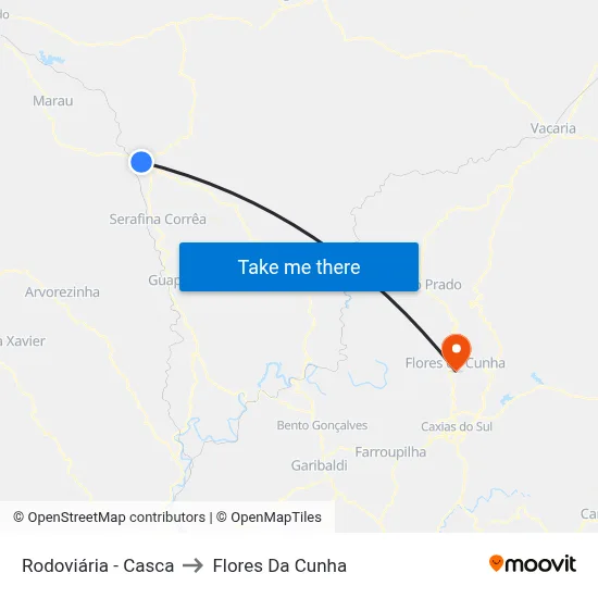 Rodoviária - Casca to Flores Da Cunha map