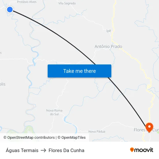 Águas Termais to Flores Da Cunha map