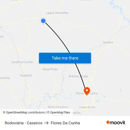 Rodoviária - Caseiros to Flores Da Cunha map