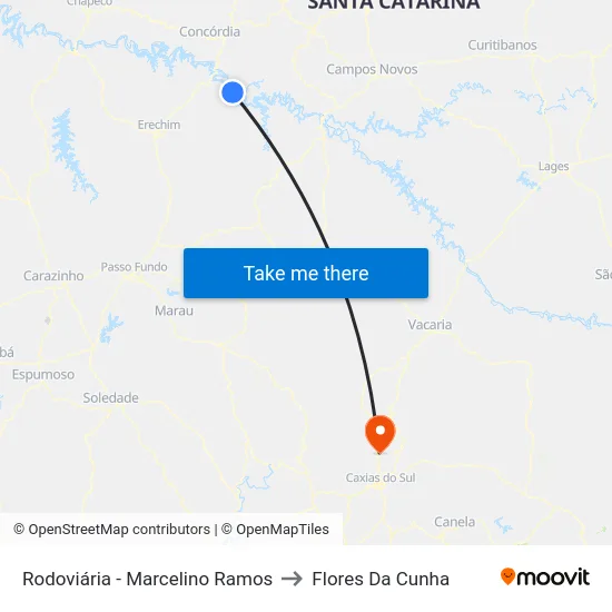 Rodoviária - Marcelino Ramos to Flores Da Cunha map