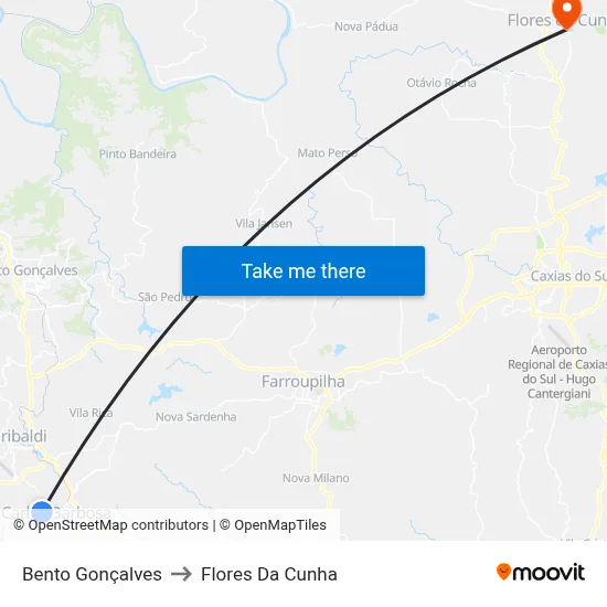 Bento Gonçalves to Flores Da Cunha map