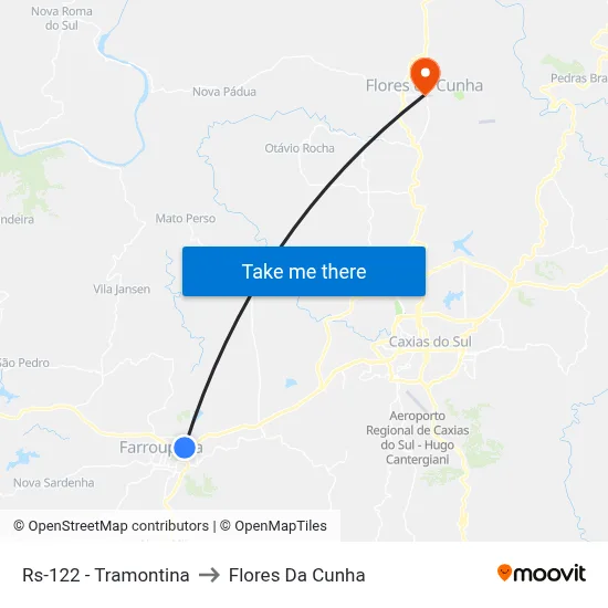 Rs-122 - Tramontina to Flores Da Cunha map
