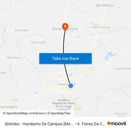 Sinimbu - Humberto De Campos [Metropolitano] to Flores Da Cunha map