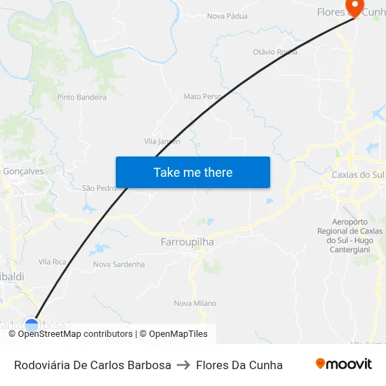Rodoviária De Carlos Barbosa to Flores Da Cunha map