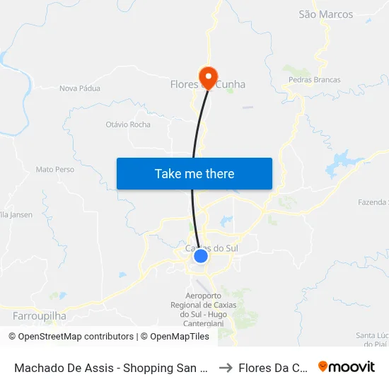 Machado De Assis - Shopping San Pelegrino to Flores Da Cunha map