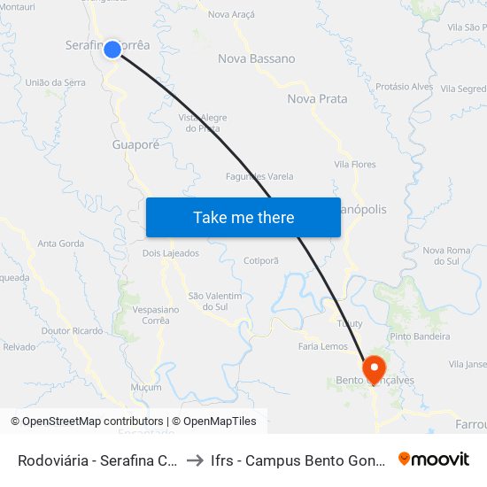 Rodoviária - Serafina Correa to Ifrs - Campus Bento Gonçalves map