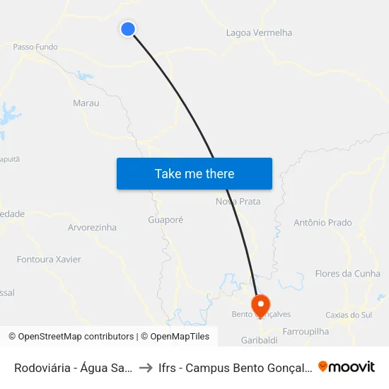 Rodoviária - Água Santa to Ifrs - Campus Bento Gonçalves map