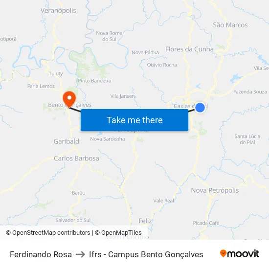 Ferdinando Rosa to Ifrs - Campus Bento Gonçalves map