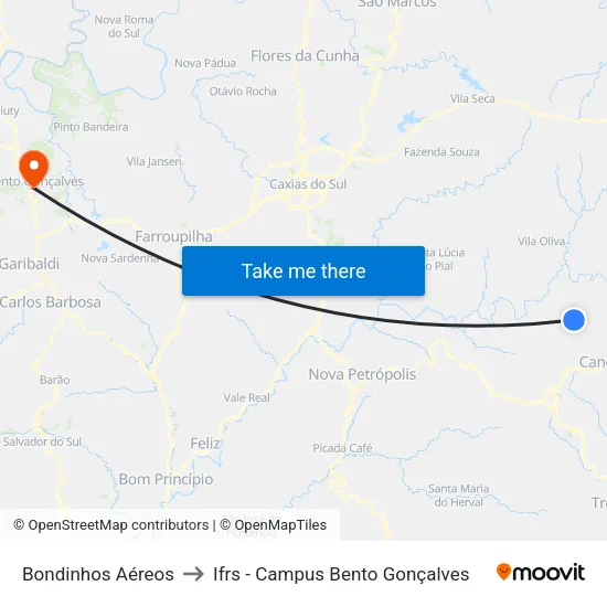Bondinhos Aéreos to Ifrs - Campus Bento Gonçalves map
