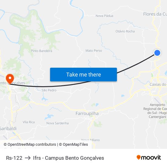 Rs-122 to Ifrs - Campus Bento Gonçalves map