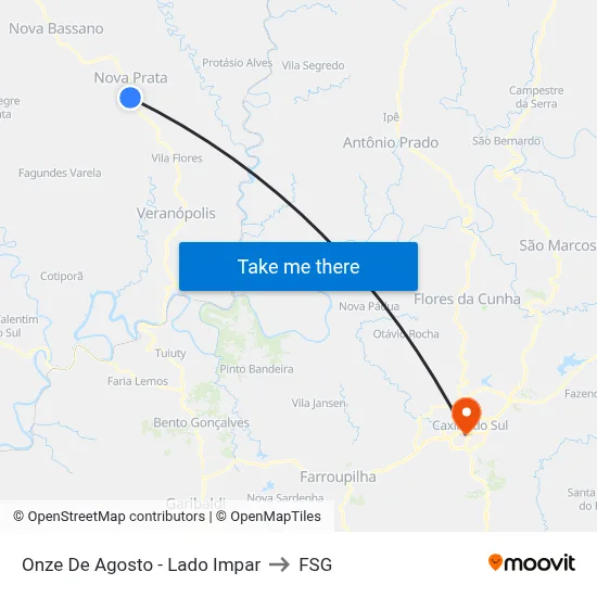 Onze De Agosto - Lado Impar to FSG map