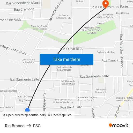 Rio Branco to FSG map