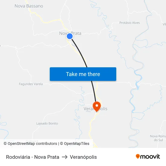 Rodoviária - Nova Prata to Veranópolis map