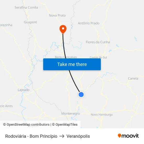 Rodoviária - Bom Princípio to Veranópolis map