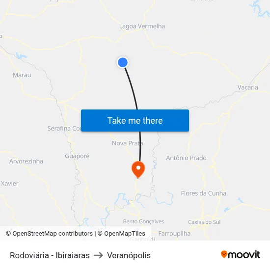 Rodoviária - Ibiraiaras to Veranópolis map