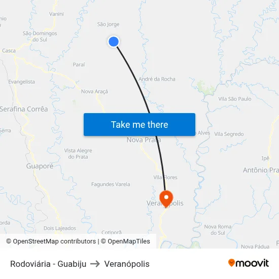 Rodoviária - Guabiju to Veranópolis map