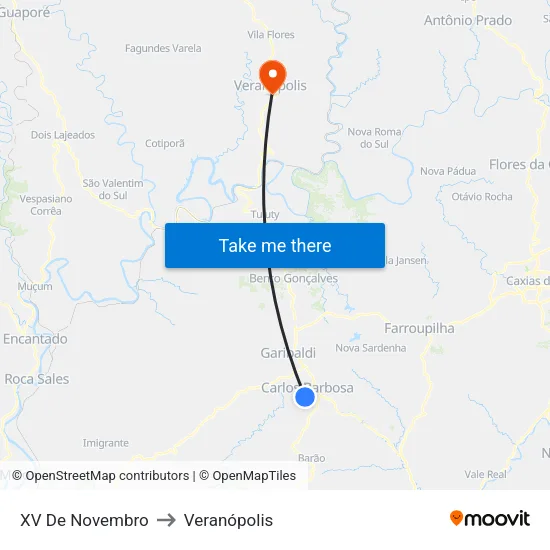 XV De Novembro to Veranópolis map